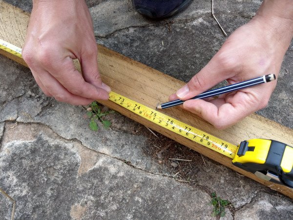 Measure Wood for DIY Trellis