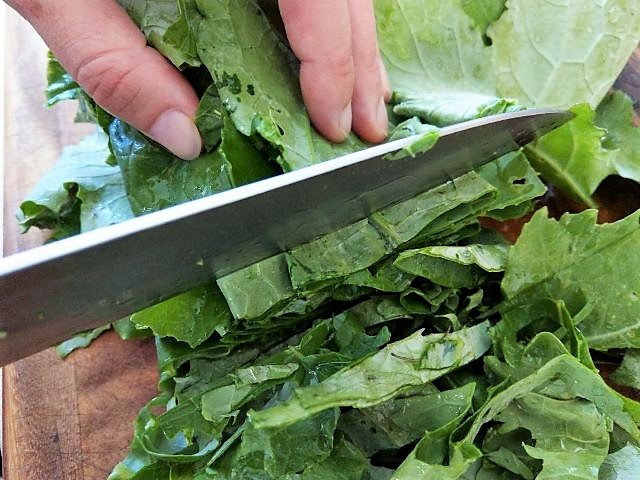 Chopping Kale - How to Freeze Kale