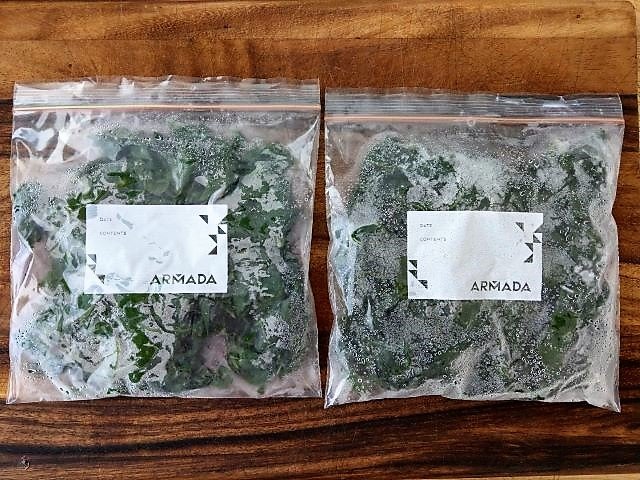 Frozen Kale in Freezer Bags - How to Freeze Kale
