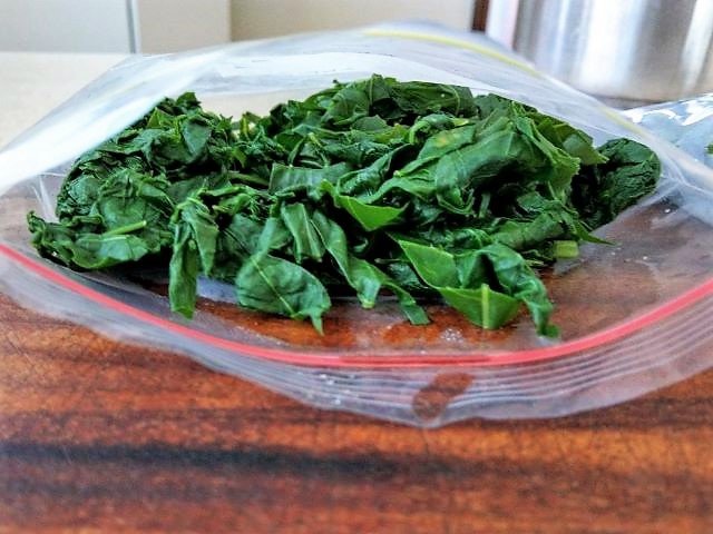 Kale in Freezer Bag - How to Freeze Kale