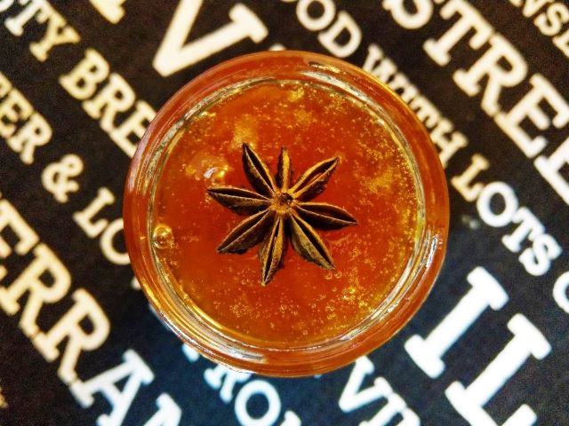 Kumquat and Star Anise Jam Recipe - Adding Star Anise to the Top of the Jam
