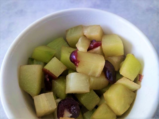 Close-up of Sweet Stewed Chayote Fruit Recipe