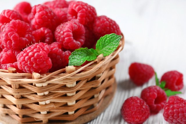 Raspberries in a basket