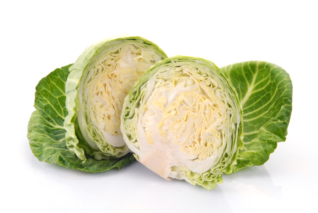 fresh cabbage sliced in half